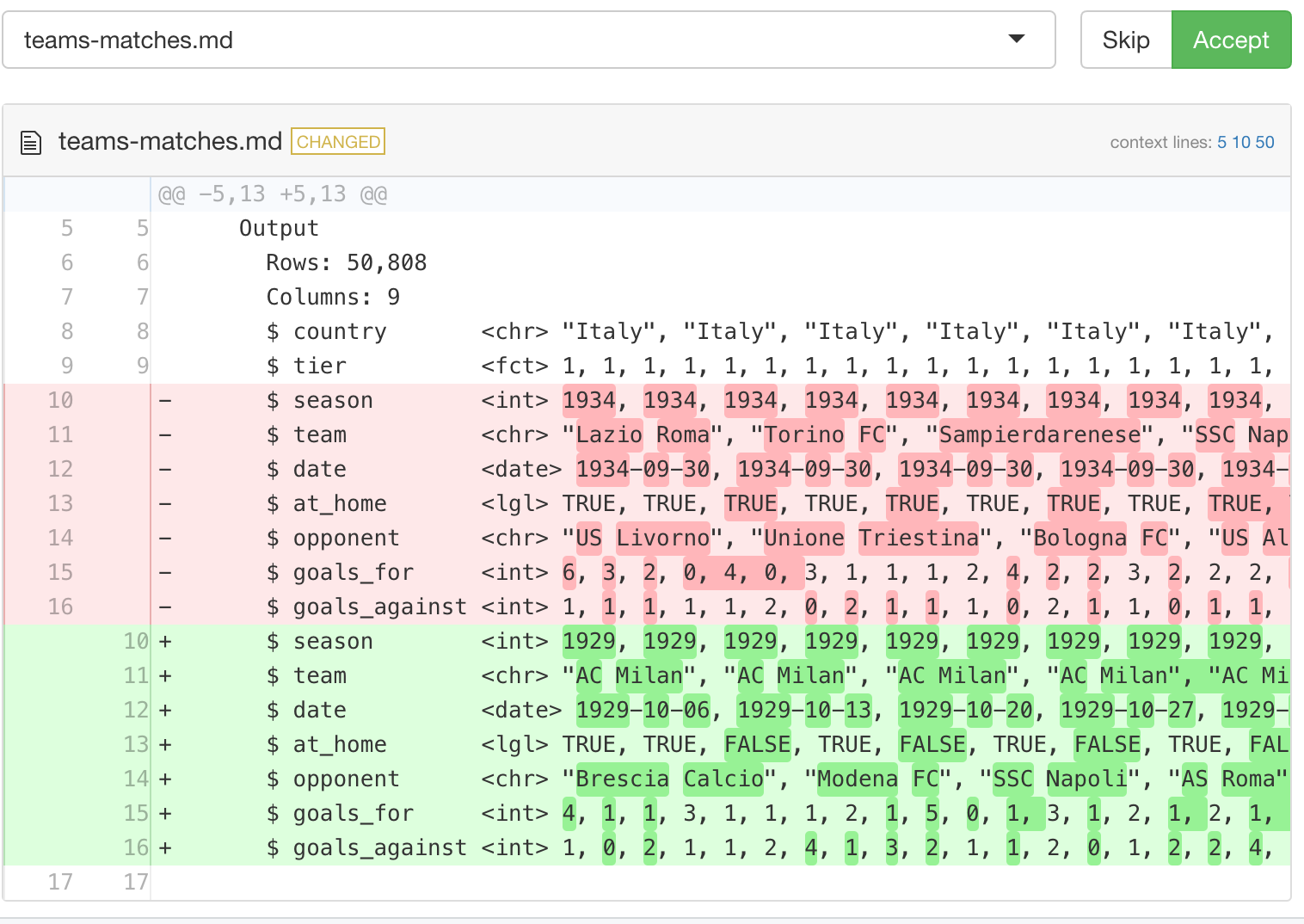 Accepting change to snapshot test